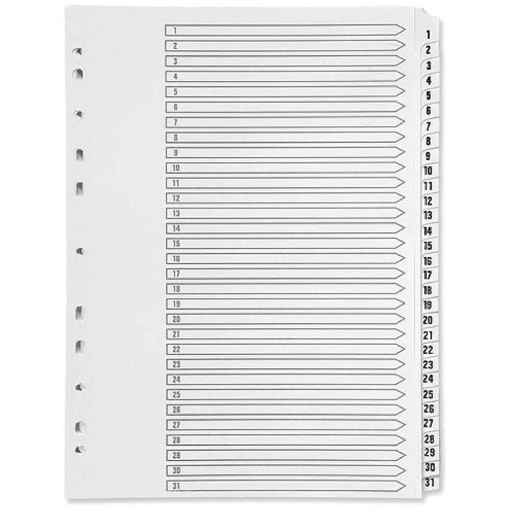 Q-Connect 1-31 Index Multi-punched Polypropylene White A4