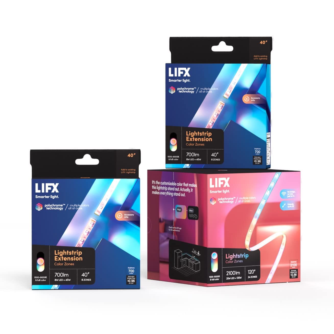 LIFX Lightstrip Bundle - with 120" Smart LED Lightstrip and 2 40" Extensions