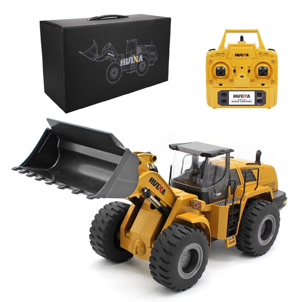 Ailejia 1/14 RC Wheel Loader 10 Channel Remote Control Front Loader Construction Tractor 2.4GHz Metal Bulldozer Toy
