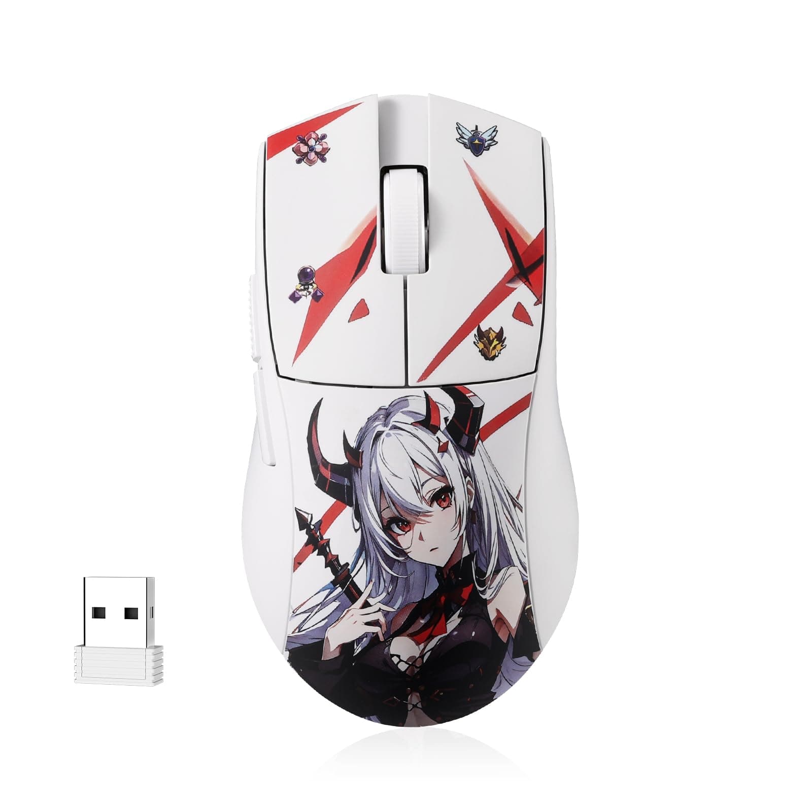 M916AK PRO 3-Mode Anime Gaming Mouse,Bluetooth,Wireless,USB-C 42G Ultra-Light 26K DPI w/Ergonomic Natural Grip Build,Full Programmable Buttons,Software Supports DIY Keybinds & DPI