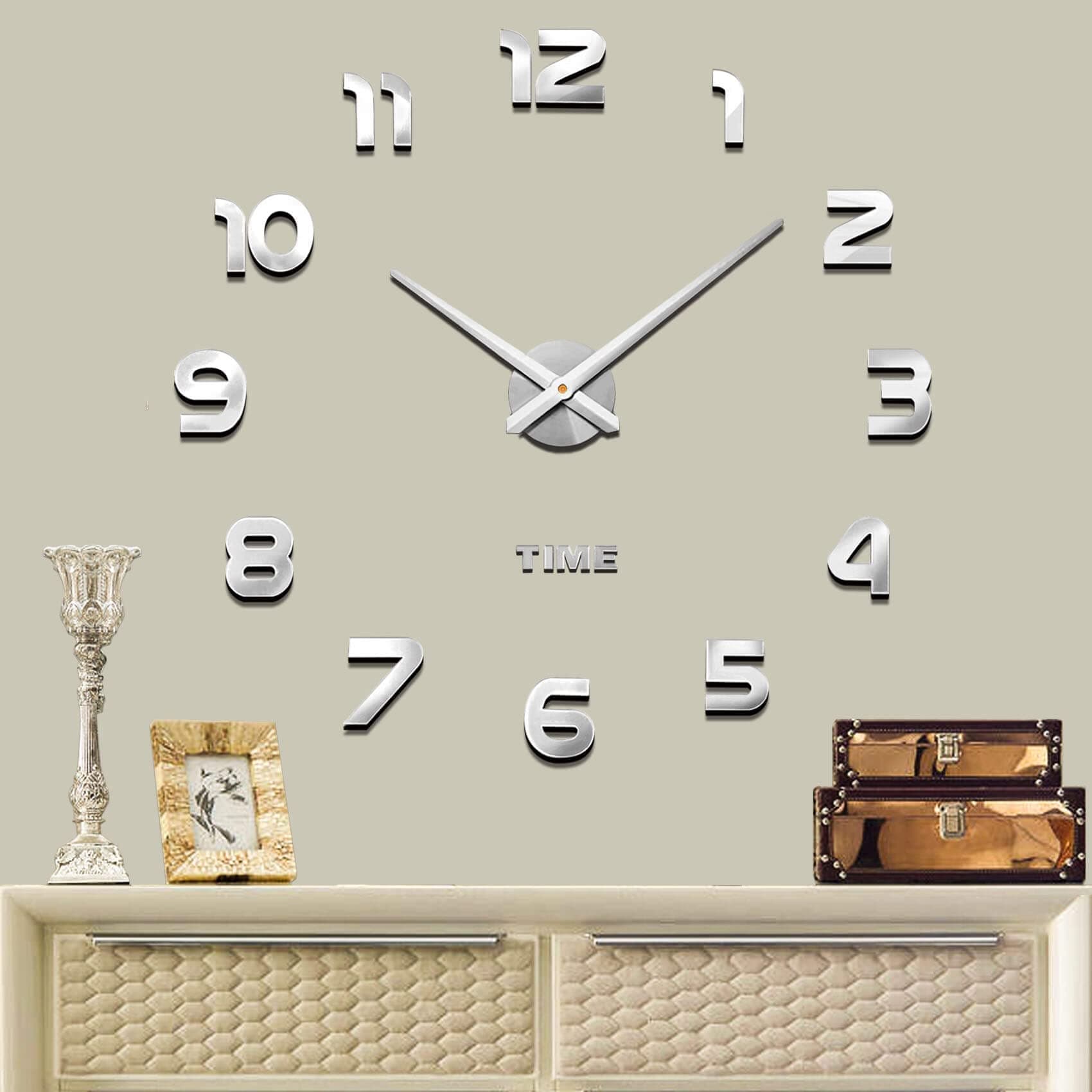 Mintime Large Wall Clock Battery Operated DIY Wall Clock for Modern Decorative Living Room/Office