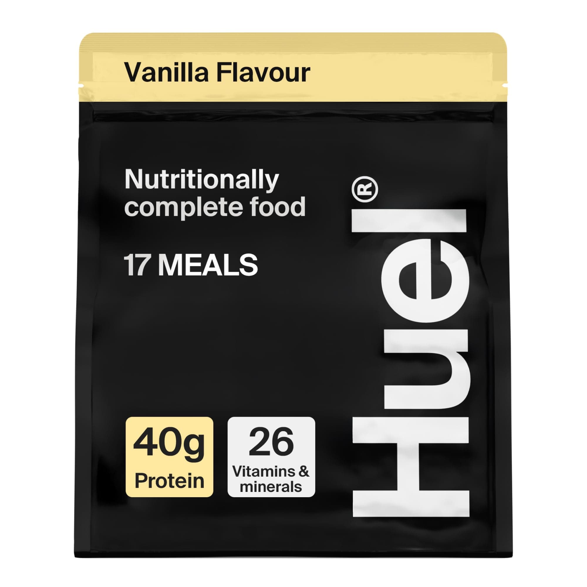 Huel Black Edition High Protein Complete Meal Replacement, 17 Meals, Vanilla Flavour, 40g of Protein Per Serving, Ready Meals, Vegan Protein Powder, Gluten-Free, Non-GMO