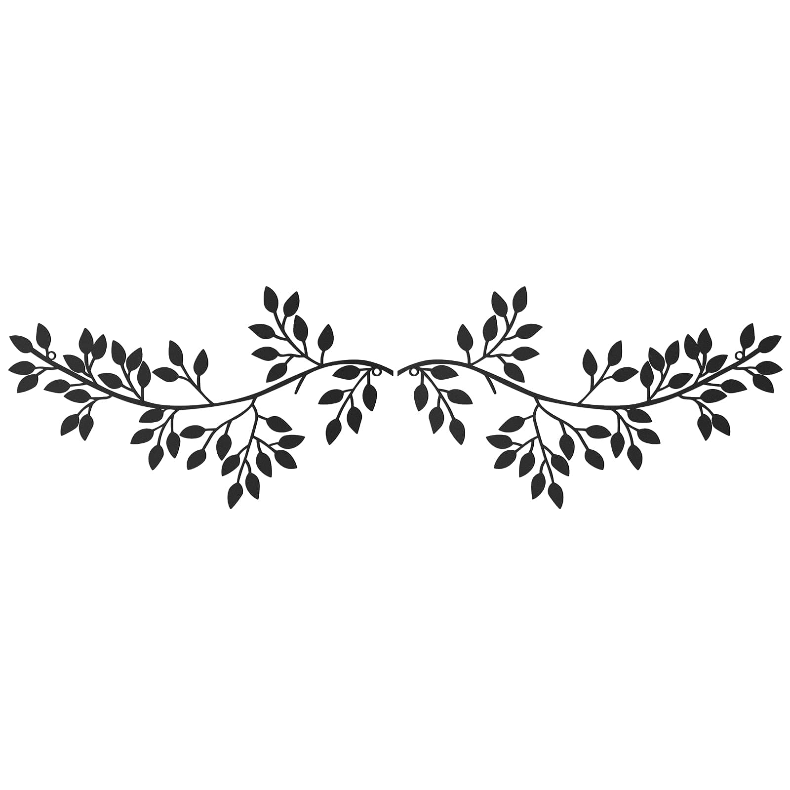 Hotop 2 Pieces Metal Tree Leaf Wall Decor Vine Olive Branch Leaf Wall Art Wrought Iron Scroll Sculptures Above the Bed, Living Room, Outdoor Decoration (Classic Style,Black)