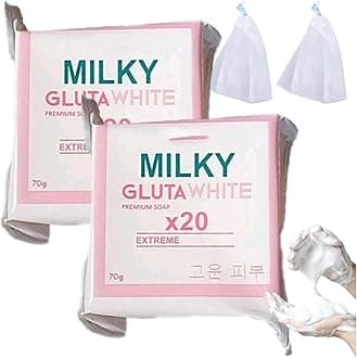Milky Gluta ๐๐ก๐ข๐ญ๐ Soap 20x, 70g Glutamilk ๐๐ก๐ข๐ญ๐๐ง๐ข๐ง๐ Soap, Milkygluta ๐๐ก๐ข๐ญ๐ Bar Soaps, Premium ๐๐ซ๐ข๐ ๐ก๐ญ๐๐ง๐ข๐ง๐ Soaps for Face & Body, Deep Cleanse, Exfoliate (2PCS)