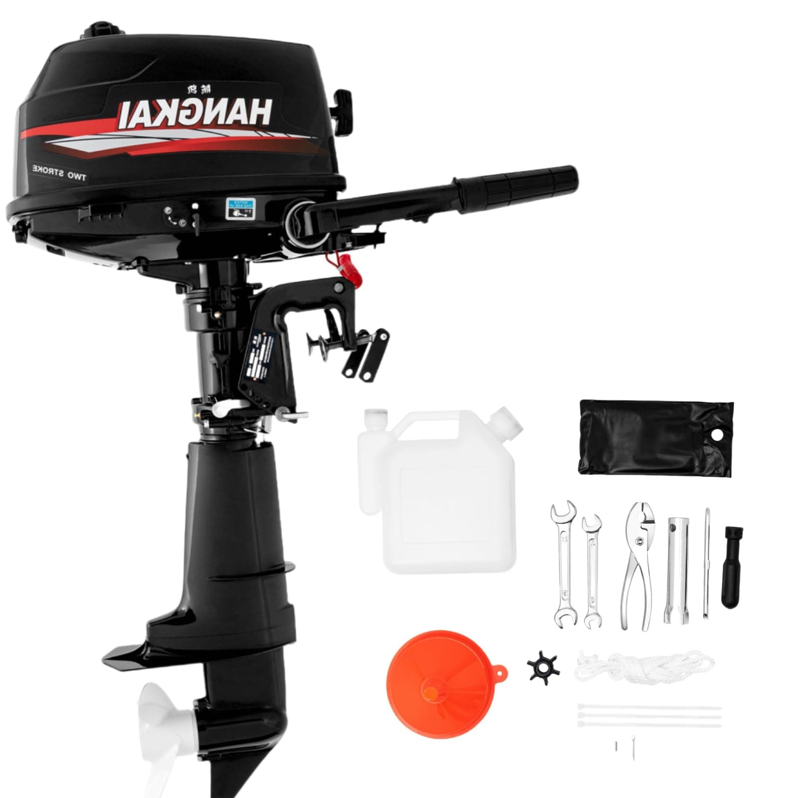 6HP 2 Stroke Outboard Motor Outboard Petrol Engine Boat Engine Short Shaft with CDI Water Cooled Inflatable Dinghy Motor Max Speed 5500R/Min 2.5L