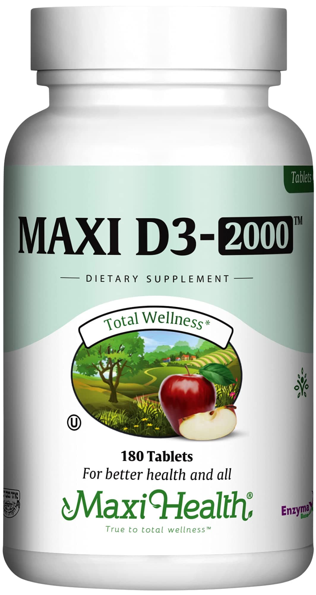 Maxi Health Kosher Vitamin D3 2000IU - Highly Absorbable Vitamin D Supplements for Healthy Immune Response, Calcium Absorption, Teeth & Bone Health - D3 Vitamin 2000 IU -180 Tablets
