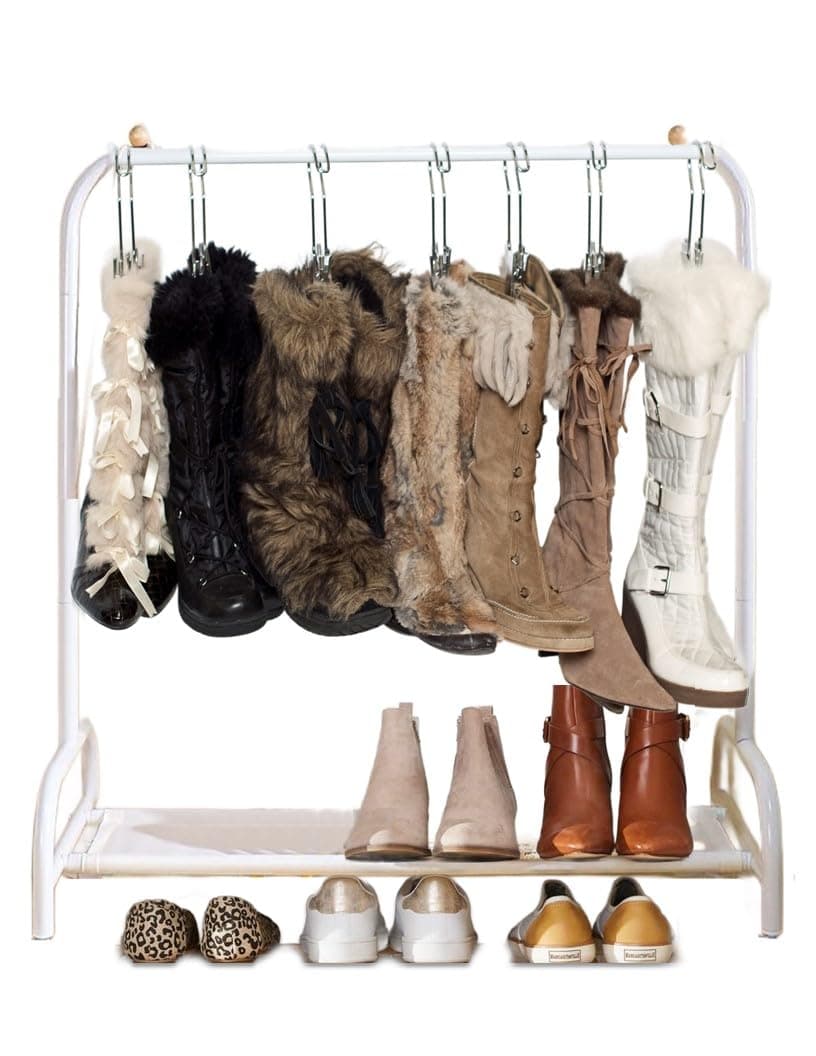 Boottique Boot Organizer: The Boot Rack - Fits in Most Closets- Hangs, Holds, Shapes, & Protects every size and style of Boots (The Boot Rack with 6 Original Silver Hangers)