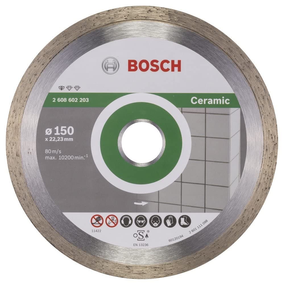 Bosch Professional 1x Diamond Cutting Disc Standard for Ceramic (for Stone, Tile, Ceramic, Ø 150 x 22,23 x 1,6 x 7 mm, Accessories for Angle Grinders)