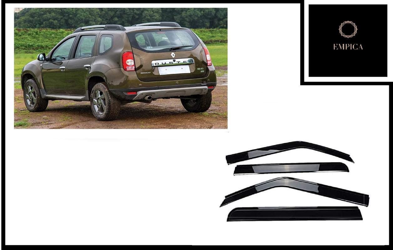 Empica Plastic Car Window Door Visor Rain Guard Side Wind Deflector Compatible with Renault Old Duster (Set of 4)