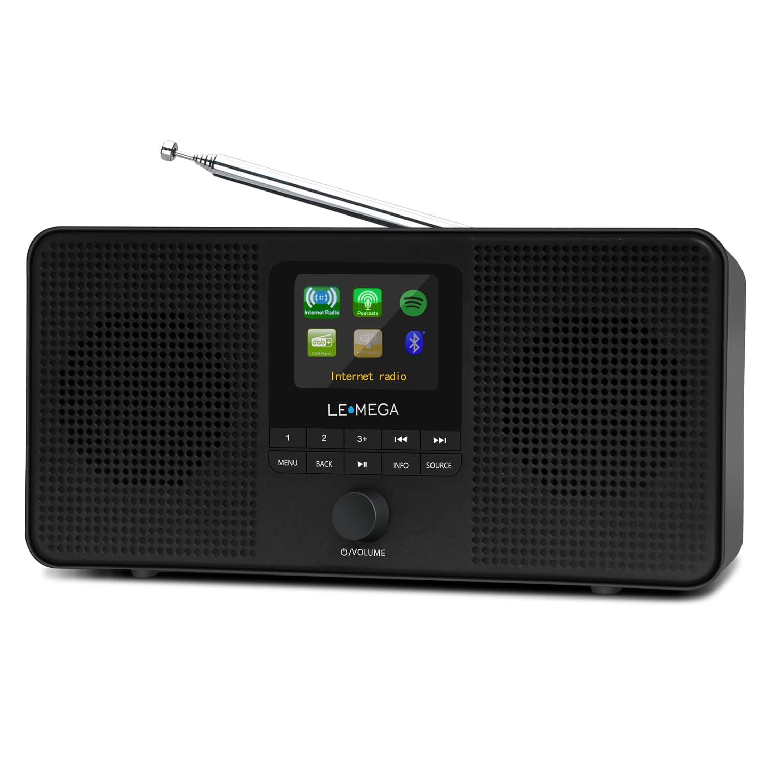 IR4S Stereo WIFI Internet Radio,Portable DAB/DAB+/FM Digital Radio,Spotify Connect,Bluetooth Speaker,Dual Alarms Clock,60 Presets,Headphone-Output,Batteries or Mains Powered -Black