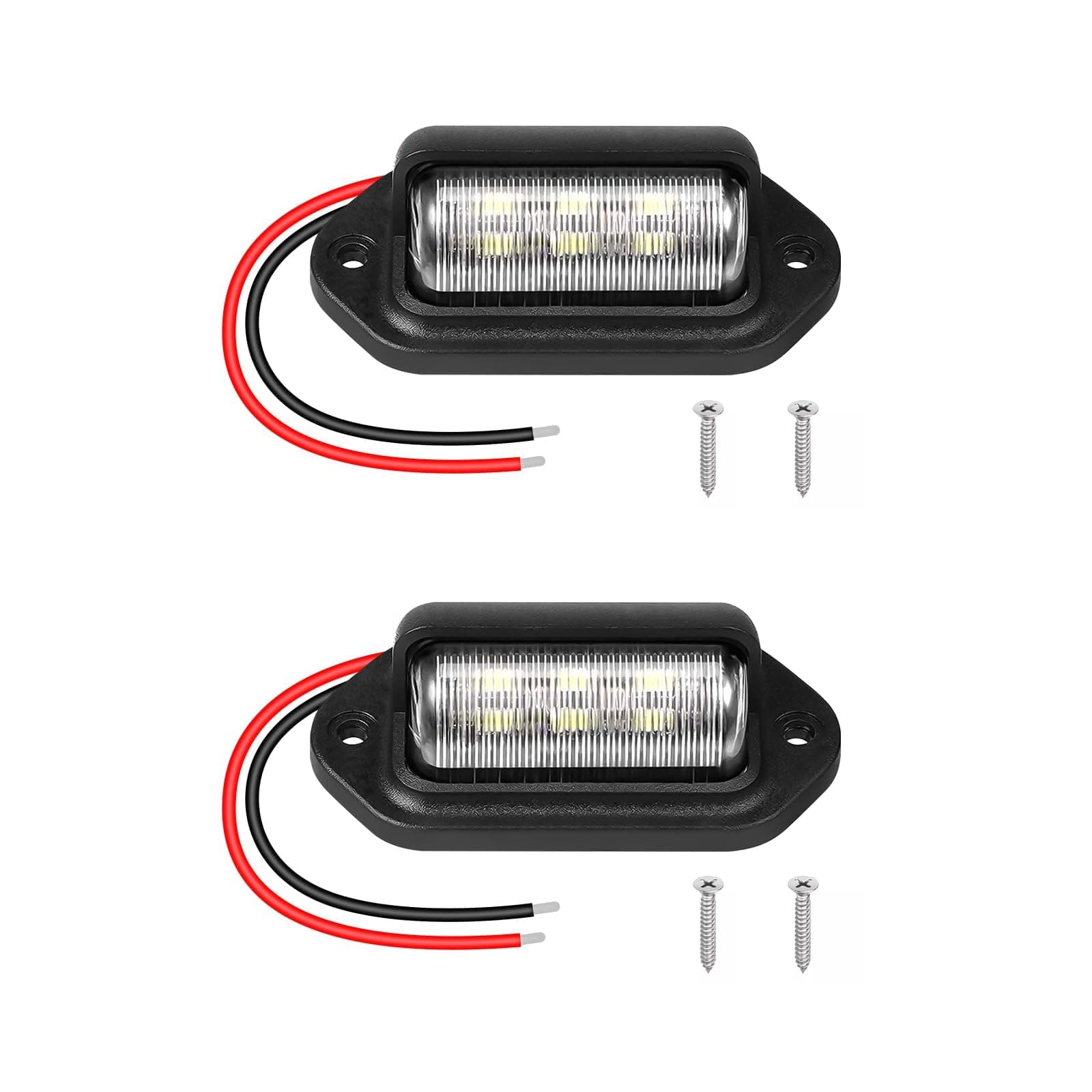 2 PCS 12V Xenon LED License Plate Light, 6 SMD Lamp Taillight Bulbs, Waterproof 6000K Tag Light for Truck SUV Trailer Van RV