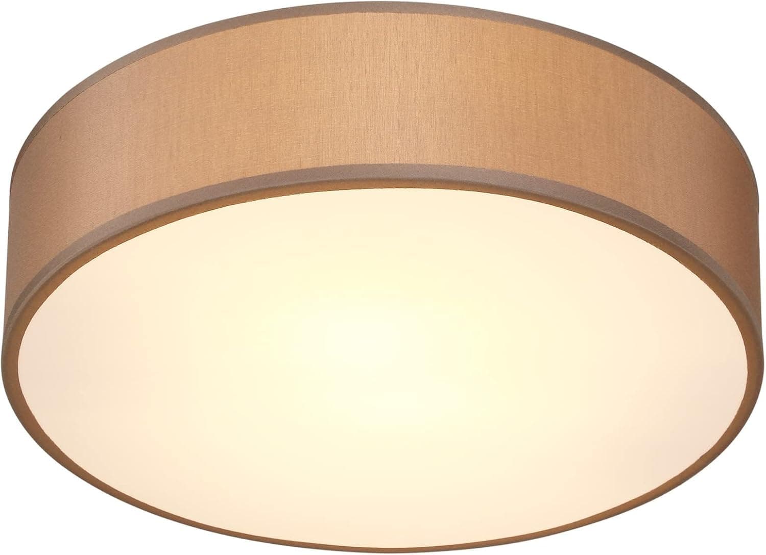 Monzana® 38cm Round Fabric Ceiling Light | Modern Fabric Material Circular Ceiling Lamp | Light Shade 2xE27 40 Watt Socket | Bedroom Lounge Childrens Room Office | Taupe