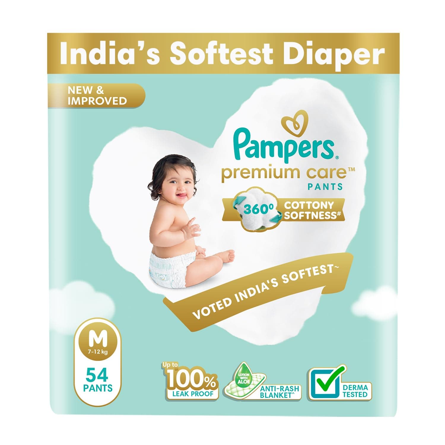 Pampers Premium Care Pants Diapers, Medium, 54 Count