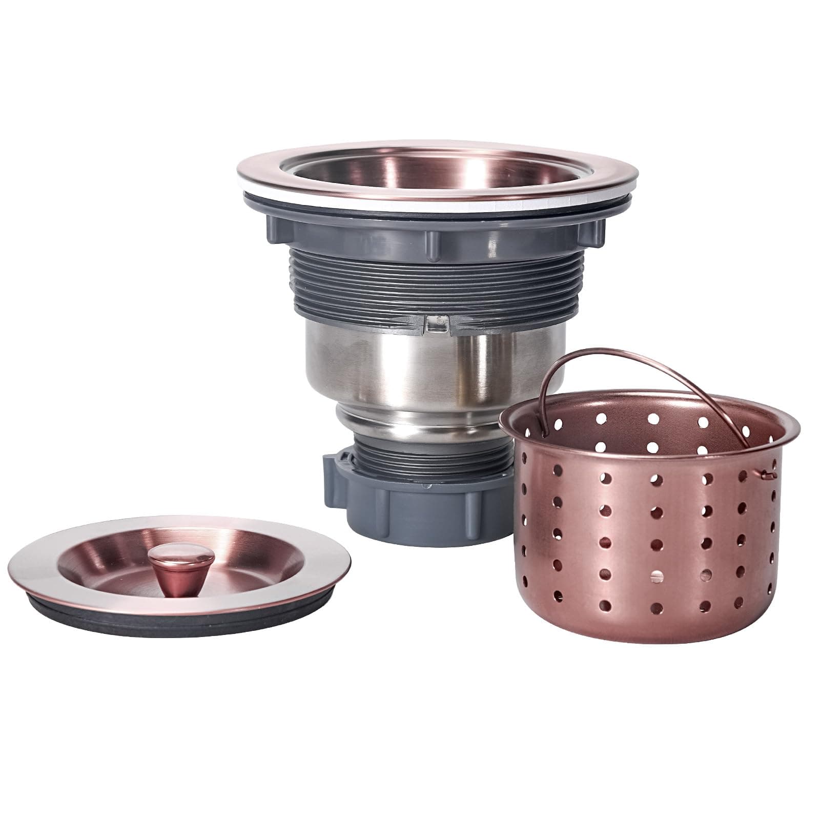 3/1-2 Inch Sink Drain Assembly Antique Copper Kitchen Sink Drain Kit Copper Stainless Steel Sink Basket Strainer Rubber Stopper, Sealing Lid/Removable Deep Waste Basket for Home, Kitchen