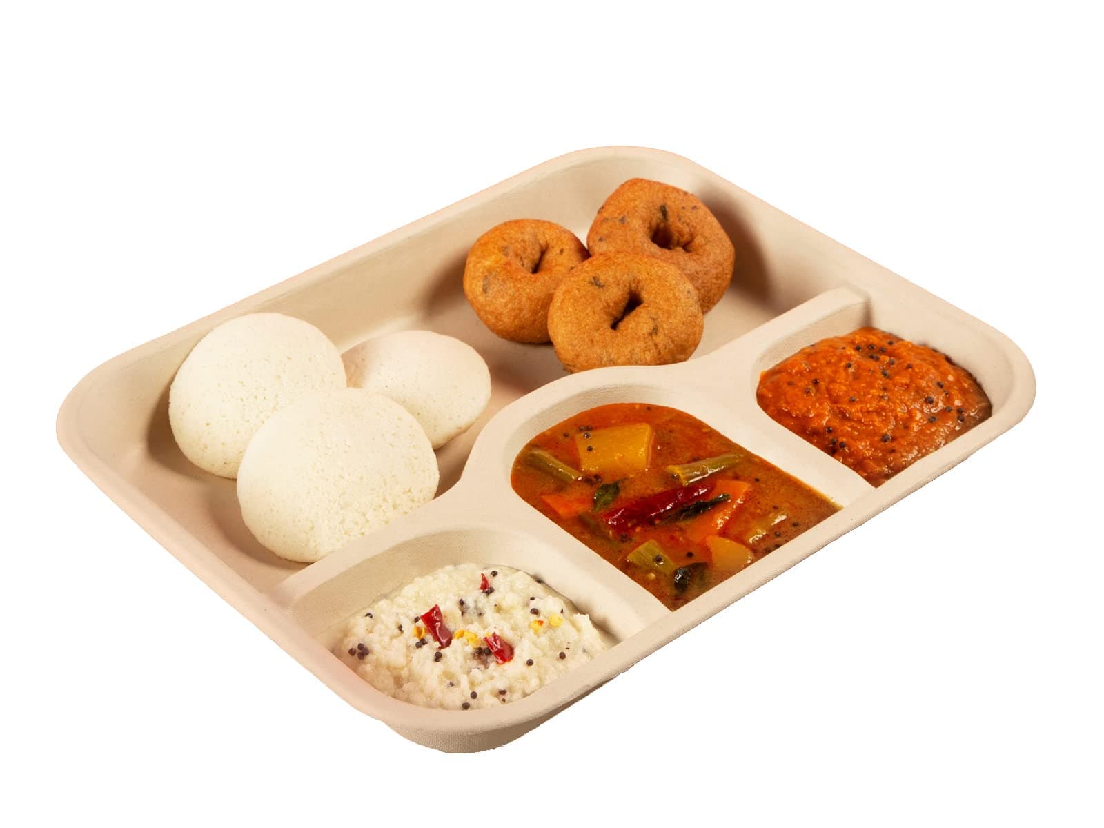 CHUK Disposable Meal Plate (4 Compartments) for Parties, Eco Friendly, Biodegradable & Compostable - Pack of 25 pieces