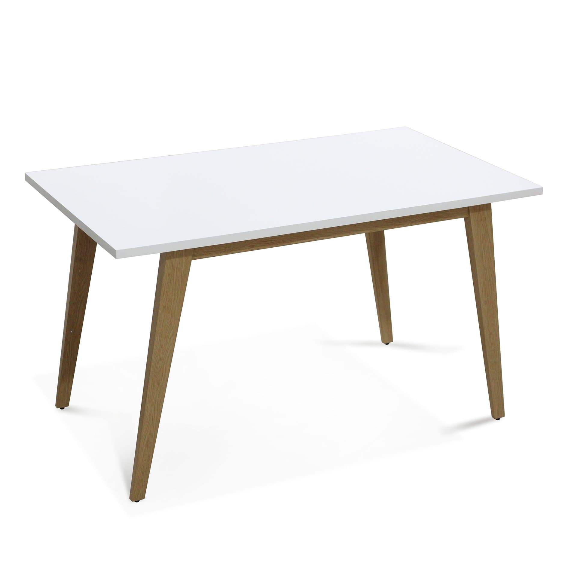EBS Mid Century Modern Furniture Rectangular Leisure White Wood Top Table with Wooden Look Metal Legs for Kitchen, Living and Dining Room