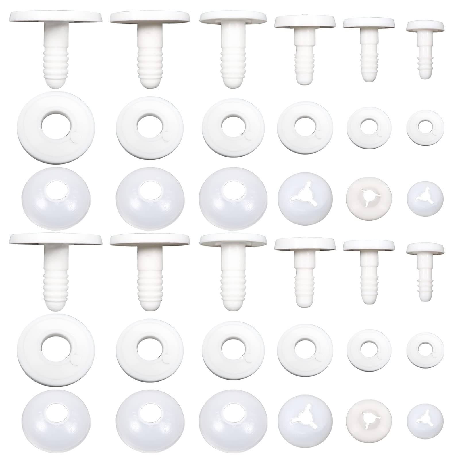 TOAOB 60 Set Doll Joints Assorted Size White Plastic Animal Joints Bear Making Accessories for Doll Making Limbs and Head Joints