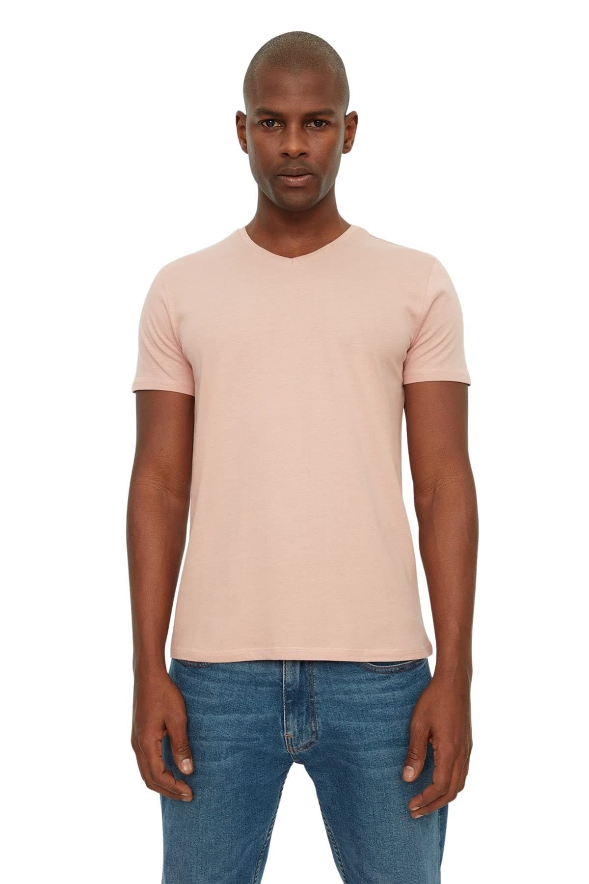 Men Men'S Basic Slim Fit V-Neck Short Sleeve T-Shirt TMNSS19BO0002