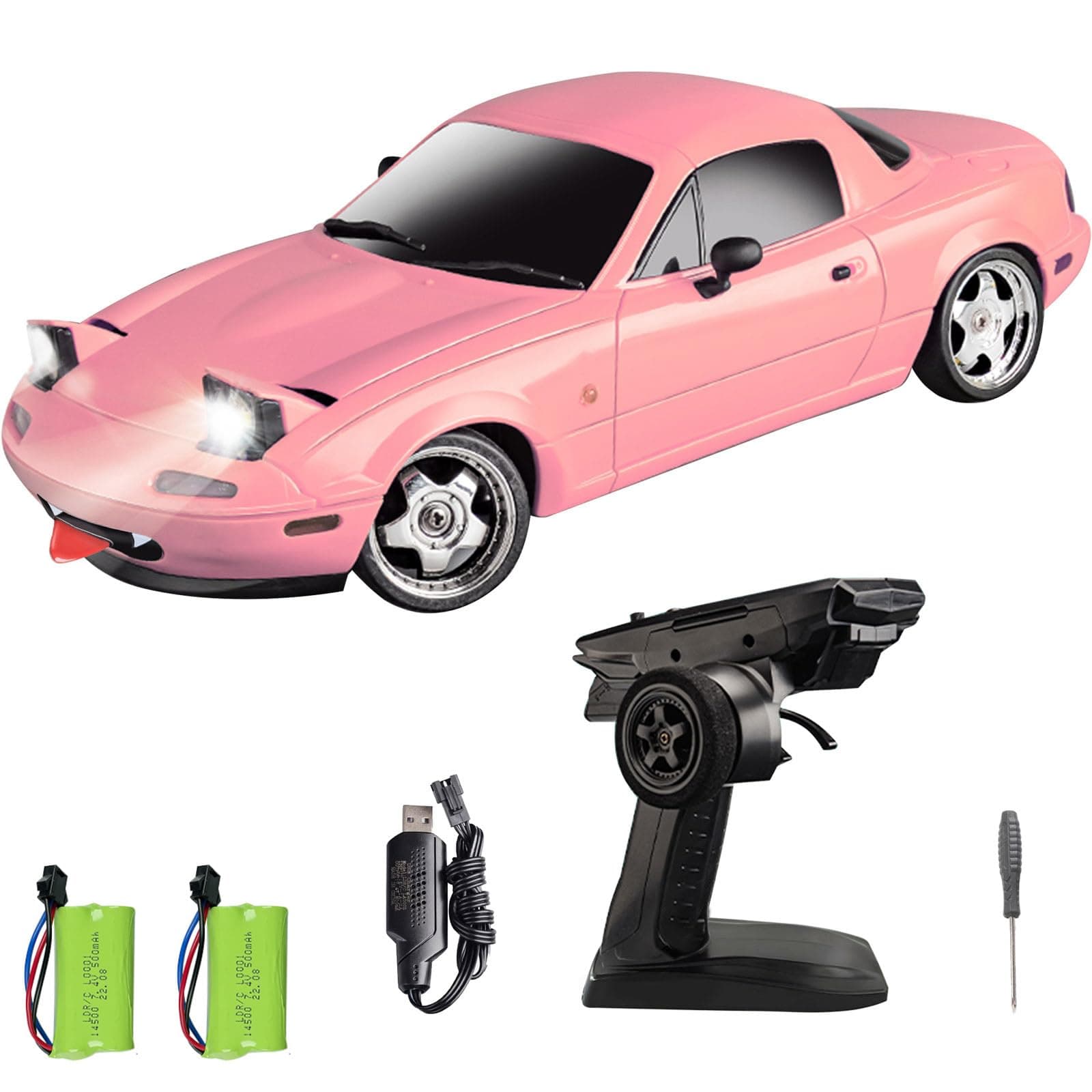 - LD1804 RC Drift Car 1:18 Scale Mini MX-5 RWD 2.4GHz Miata RC Vehicles with Gyro and LED Lights for Adults Hobby Toys (Pink)