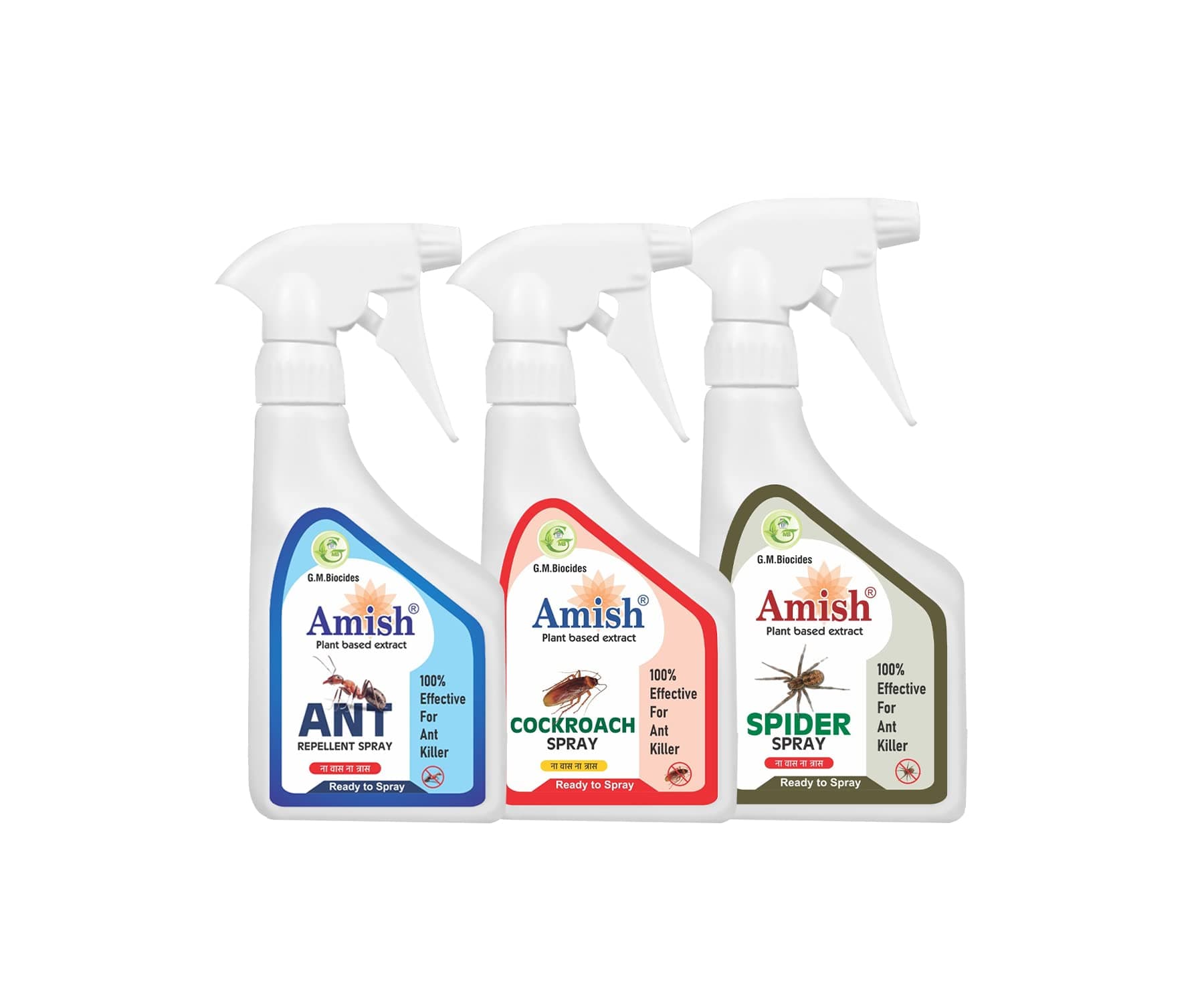 Amish Combo Pack Herbal Ant Cockroach & Spider Spray 250ml For Home Kitchen Ants & Cockroach, Spider|10 Minutes Formula|Removes Entire Colony|Powerful 100% Organic Repellent