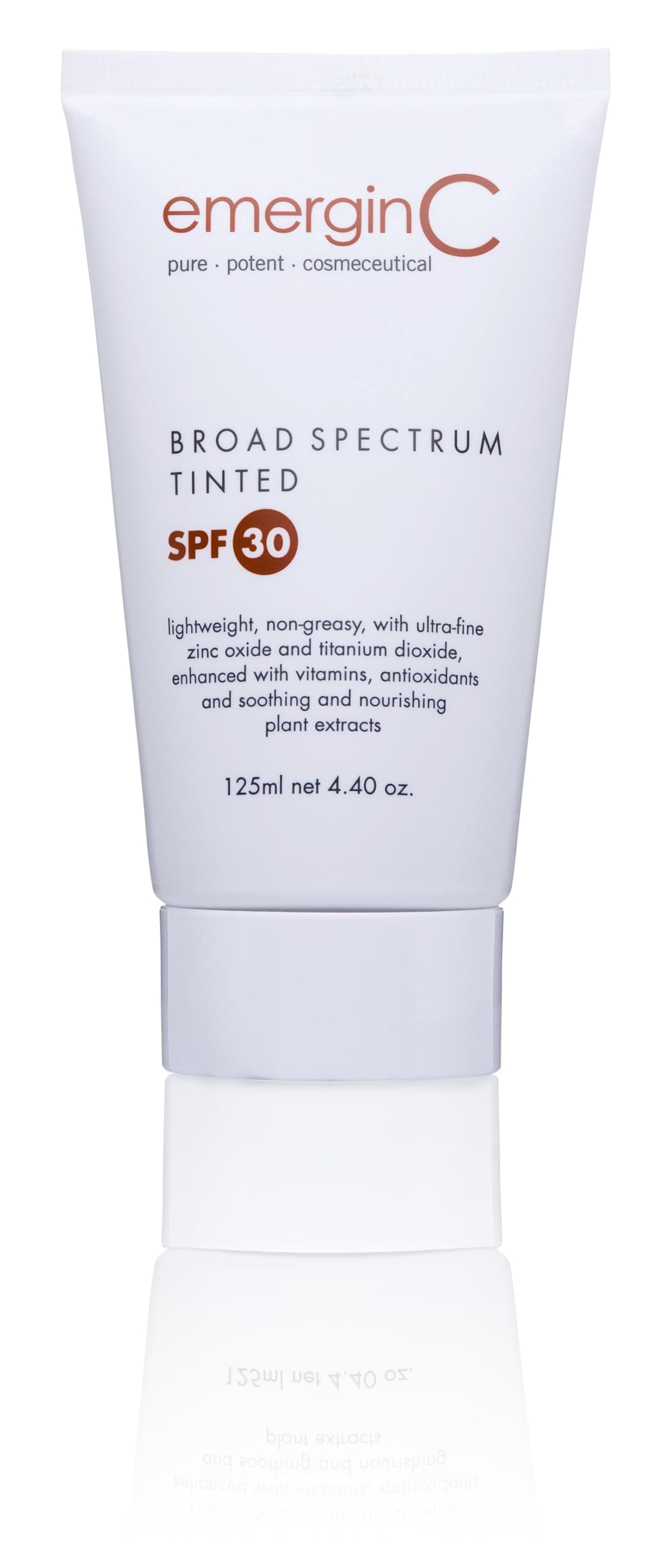 emerginC Sun SPF 30+ Tinted Non-Greasy Sunscreen - Face Sunscreen with Zinc Oxide, Vitamin C + Aloe (4.4 oz, 125 ml)