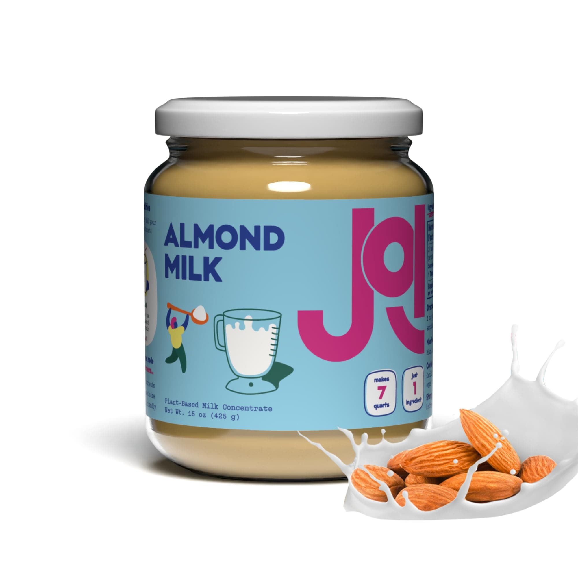 JOI Almond Milk Base, Unsweetened Plain Concentrate - 27 Servings, Paste, Butter, Blend with Water to Make Up To 7 Plant Milk Quarts - Vegan, Kosher, Shelf Stable, Keto-Friendly, Dairy Free, & Fat Free Milk - Use in Smoothies, Cereal, Ice Cream, Spreads & Baked Goods. 100% Almonds. Contains zero added sugar, gums, oils, or binders. Tastes like Almonds.