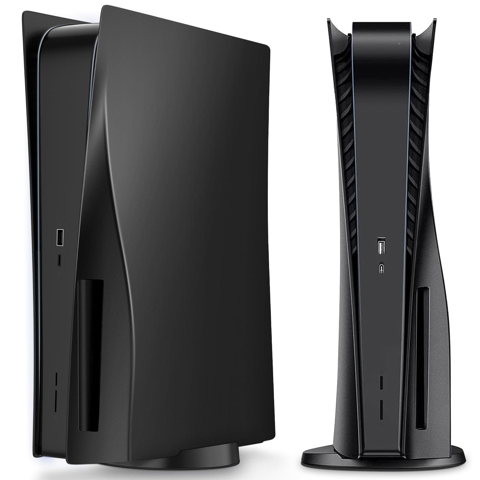 Black PS5 Faceplate Case Cover Customized PS5 Plate for Disc PlayStation 5 Console Hard Shell Skin Replacement Cover Plates Matt Black Side Plate for PlayStation 5