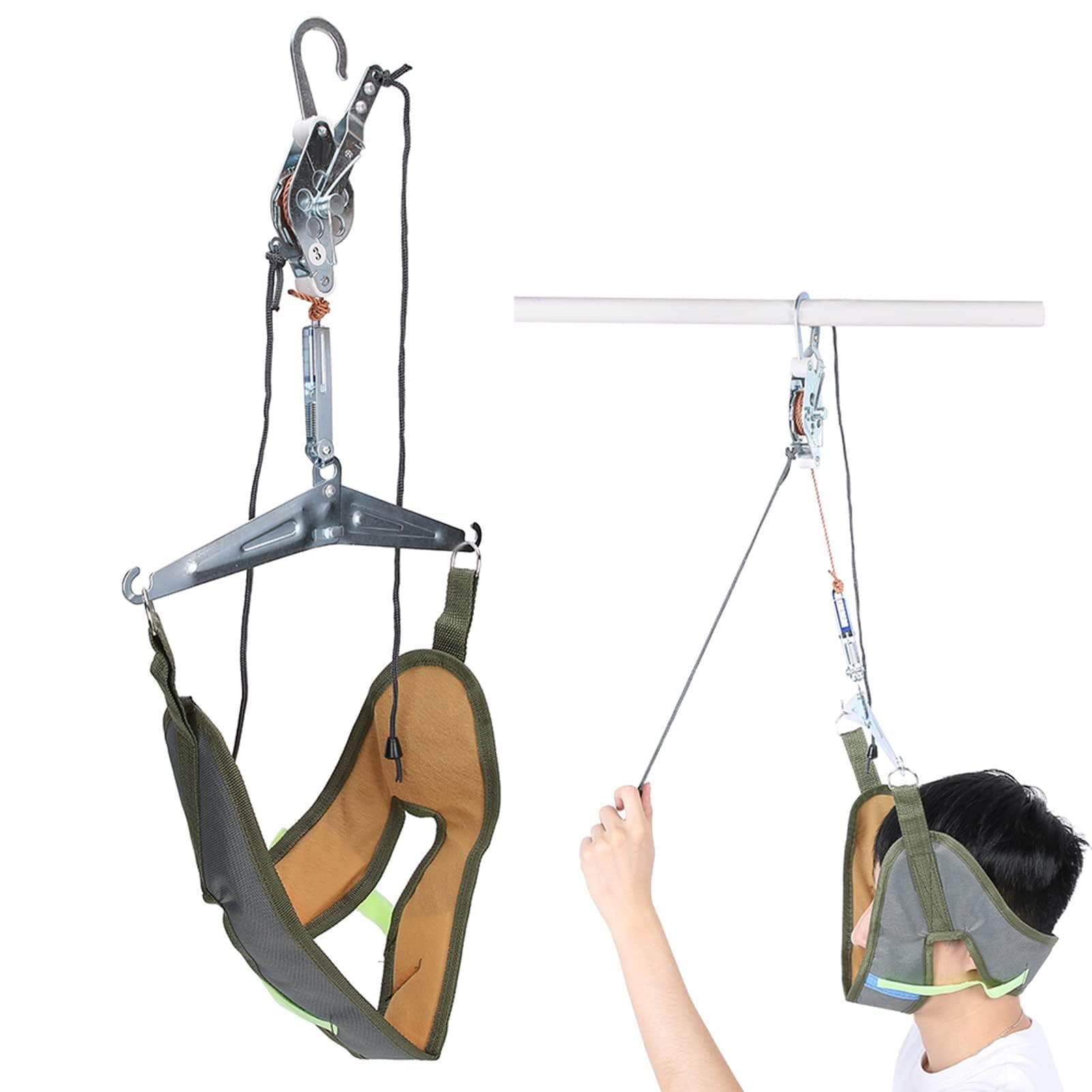 Over Door Cervical Traction Device Unit Kit, Neck Stretcher & Spinal Decompression Device for Neck Pain Relief & Shoulder Correction, Neck Strap Chiropractor Pull Device, Neck Stretcher Exerciser