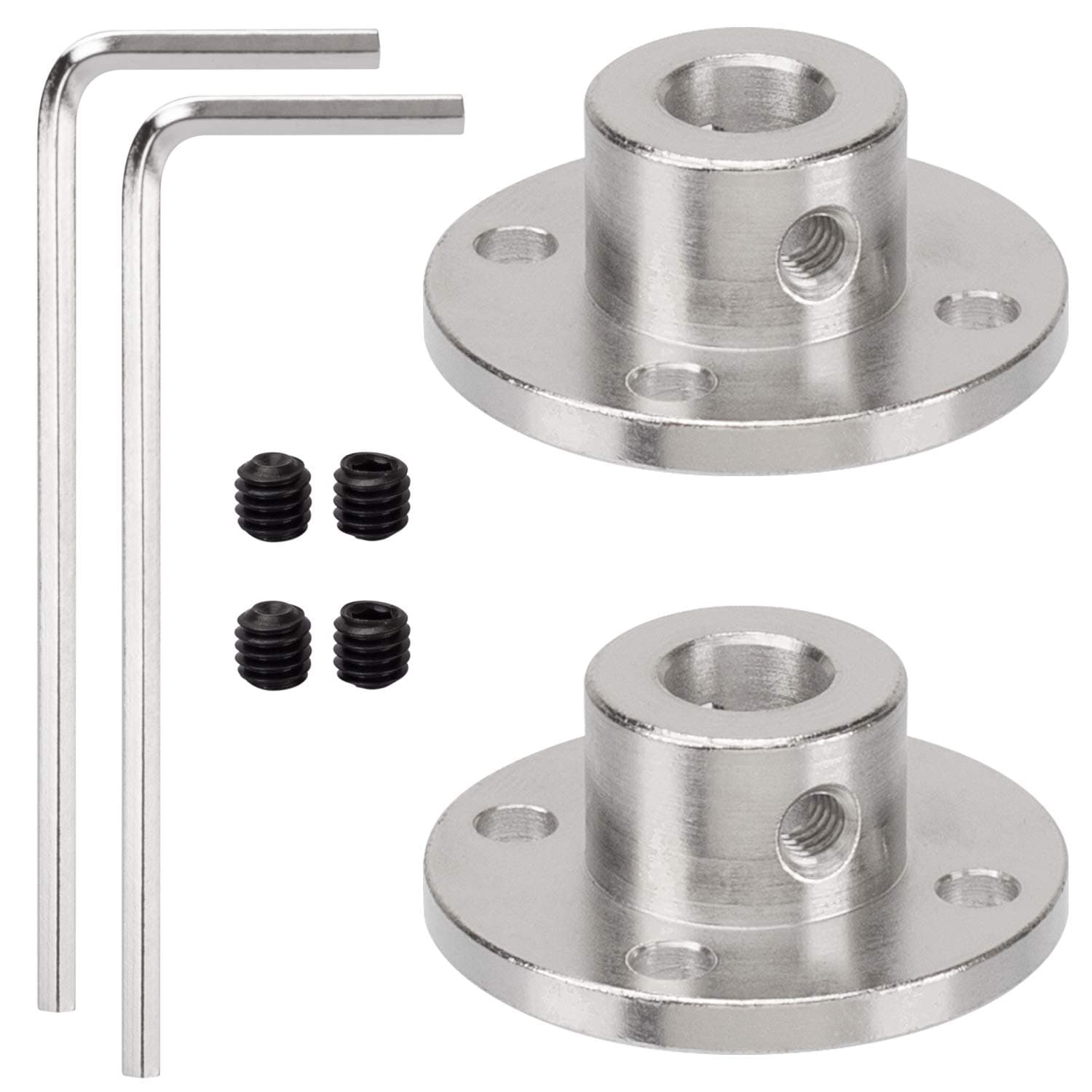 ANCIRS 2 Pack 8mm Flange Coupling Connector, Rigid Guide Steel Model Coupler Accessory, Shaft Axis Fittings for DIY RC Model Motors, High Hardness Coupling Connector-Silver. (2 pcs 8mm)