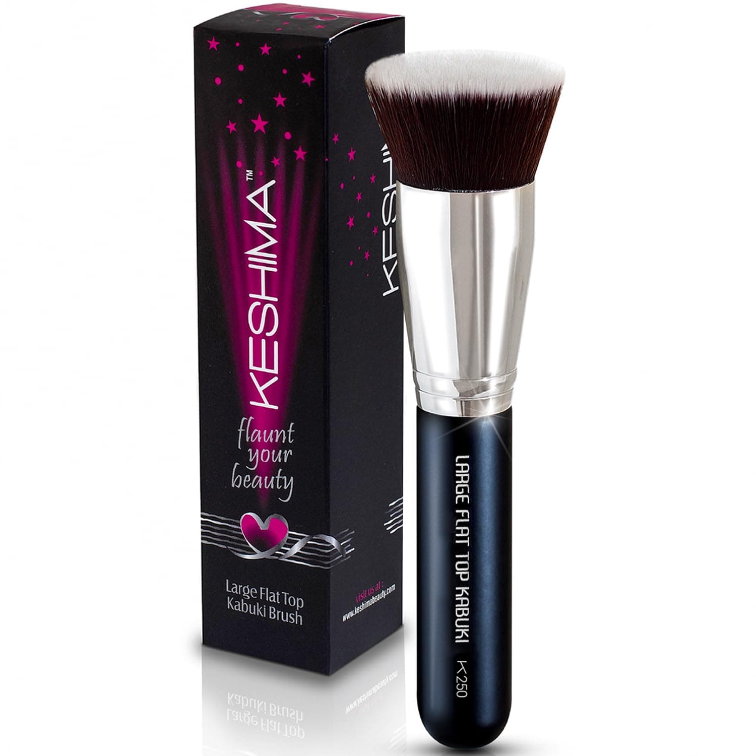 Keshima Large Flat Top Kabuki Foundation Brushes - Premium Makeup Brushes for Liquids, Creams, Powders - Buffing, Blending, Face Brush, Top Diameter 1.62"