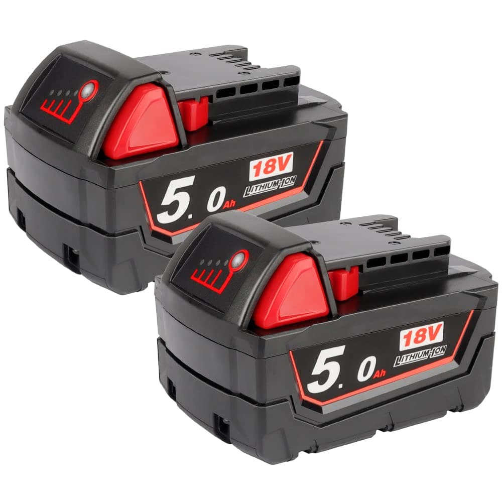 2 x Powarobor M18B5 18 V 5.0 Ah Replacement Battery Compatible with Milwaukee M18 18 Volt Battery 48-11-1860