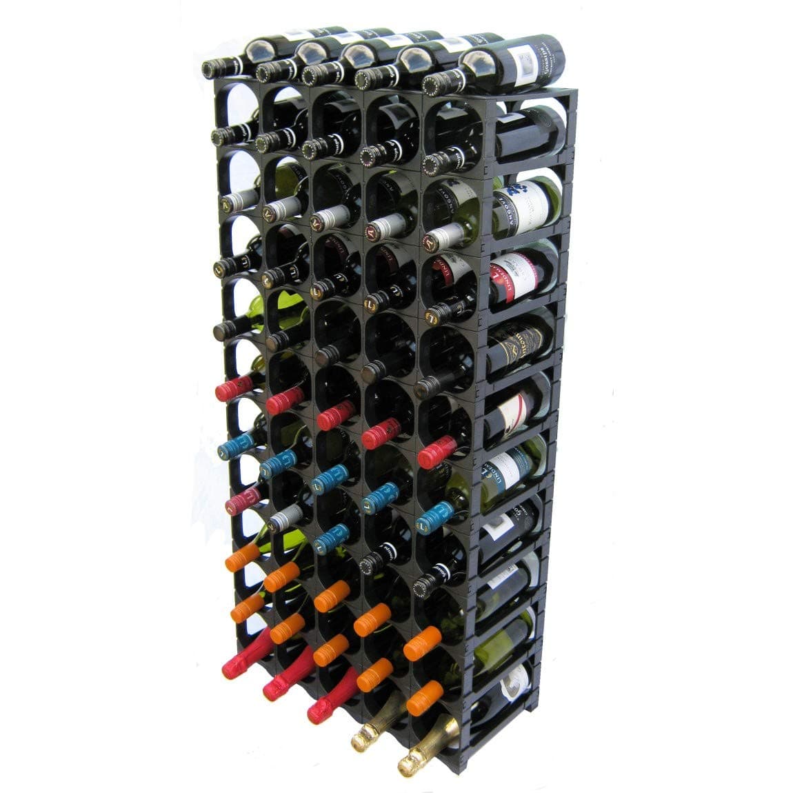 CellarStak 55/60 Bottle Black Plastic Wine Rack - Standard Wine Bottle Storage