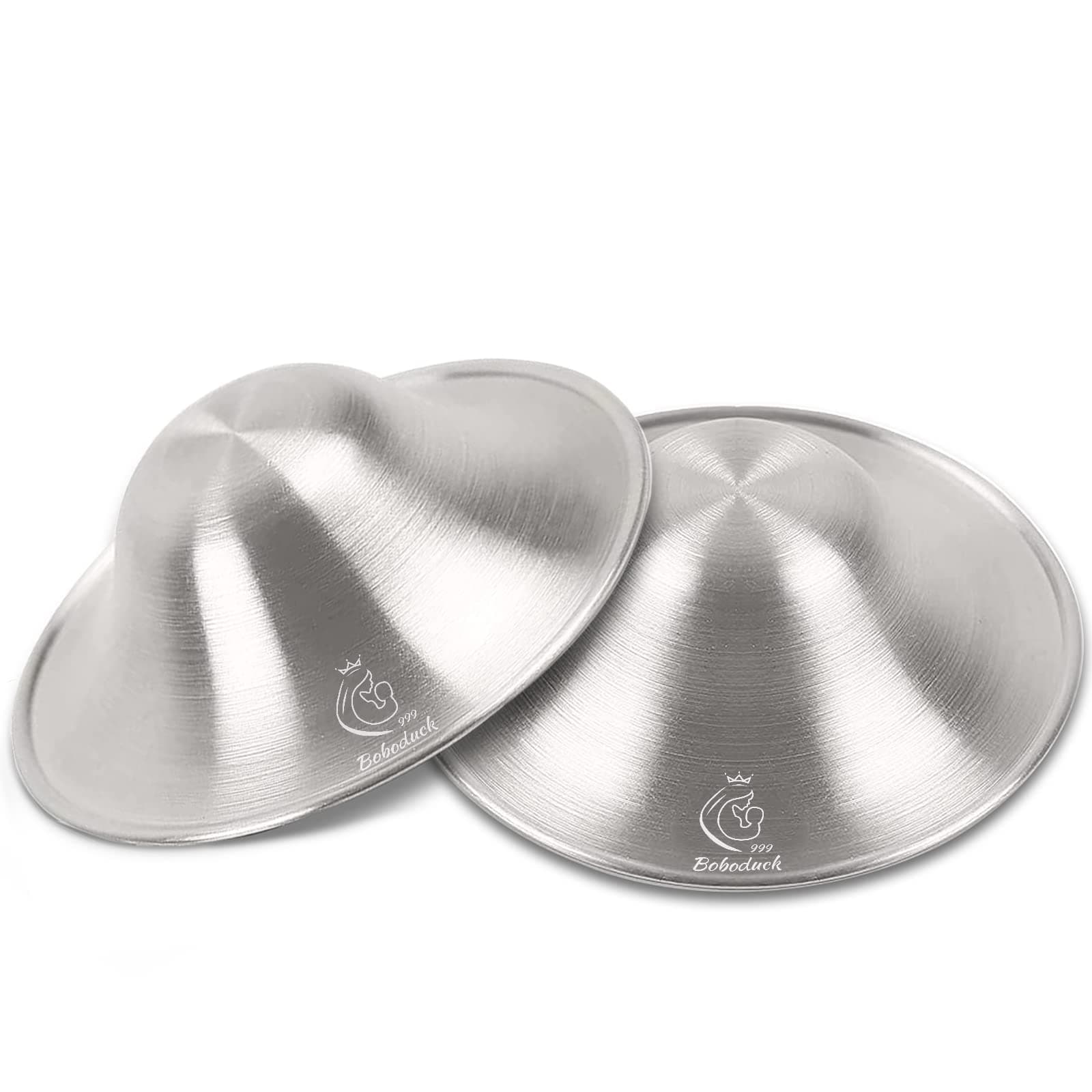 Boboduck Silver Nipple Shields, 999 Silver Cups for Breastfeeding, Essentials Breast Shields for Nursing Newborns, Silver Nipple Guards and Pads (Large)