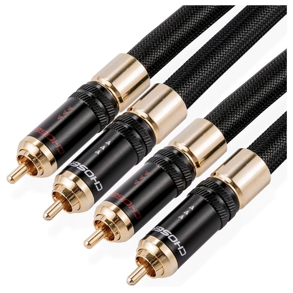 Choseal QS992 5Ft Single Crystal Copper Audio Cable 2 RCA to 2 RCA Anti-interference Speaker Cable