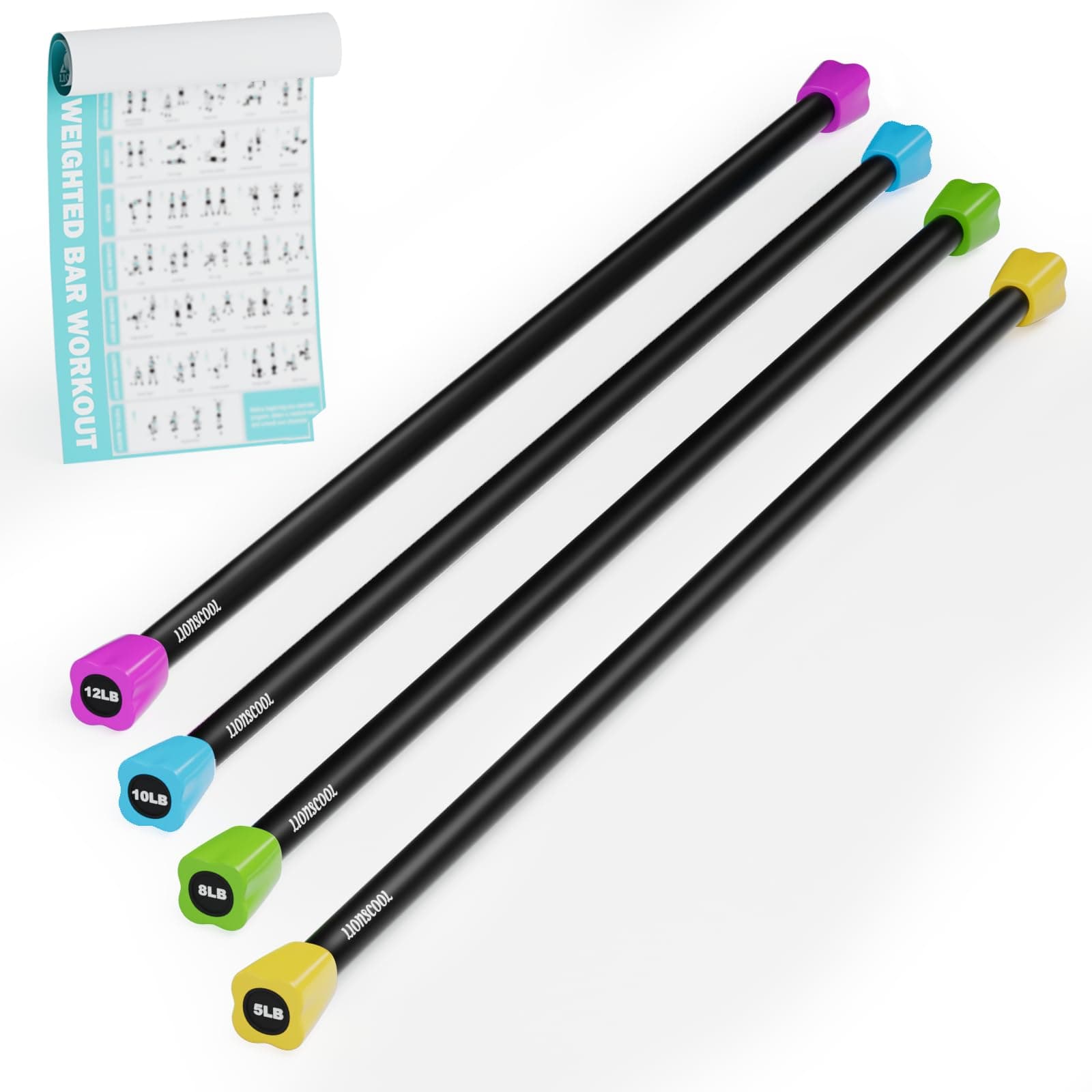 Workout Weighted Bar,Padded Exercise Weight Bar, Solid Steel Stretching weighted bar set for Body Sculpting, Physical Therapy,Body Toning