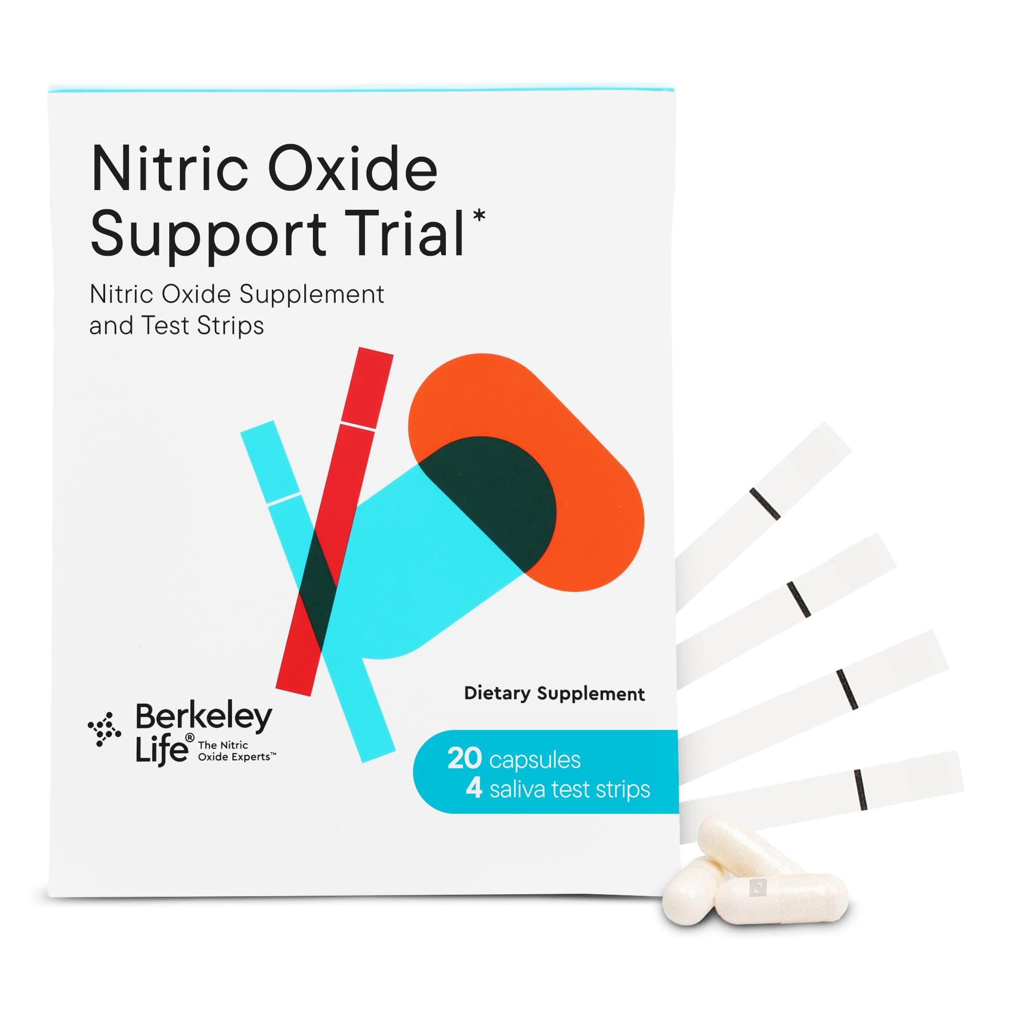 Berkeley Life Professional - Nitric Oxide Booster & Test Strips - 20 Day Capsules and 4 Test Strips - Trial Pack