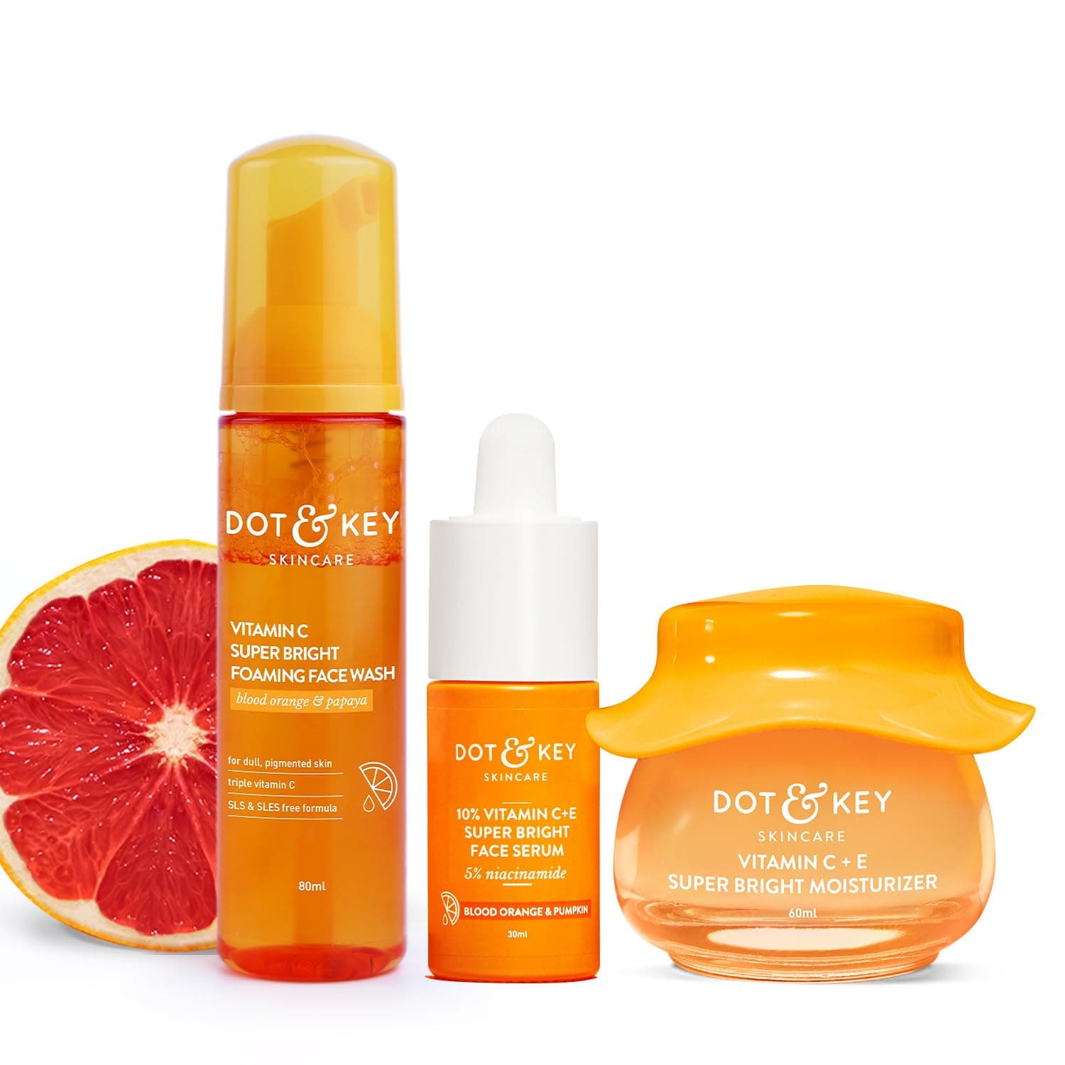 Vitamin C + E Skin Care Combo | Foaming Facewash 80ml, Serum 30ml, Moisturizer 60ml