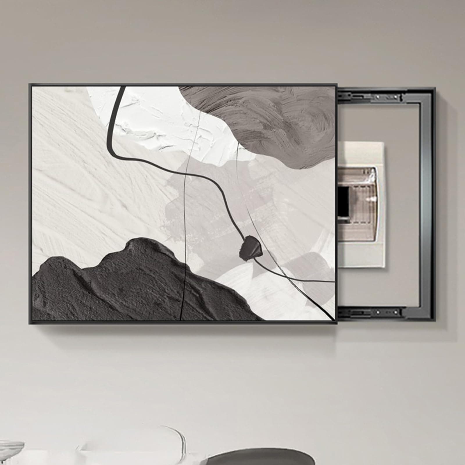 G,45X35cm, Electric Box Cover Push And Pull Modern Decorative Electric Box Cover Electric Meter Box Counters Decoration Hide Paintings Creative Simple Design Distribution Box Painting