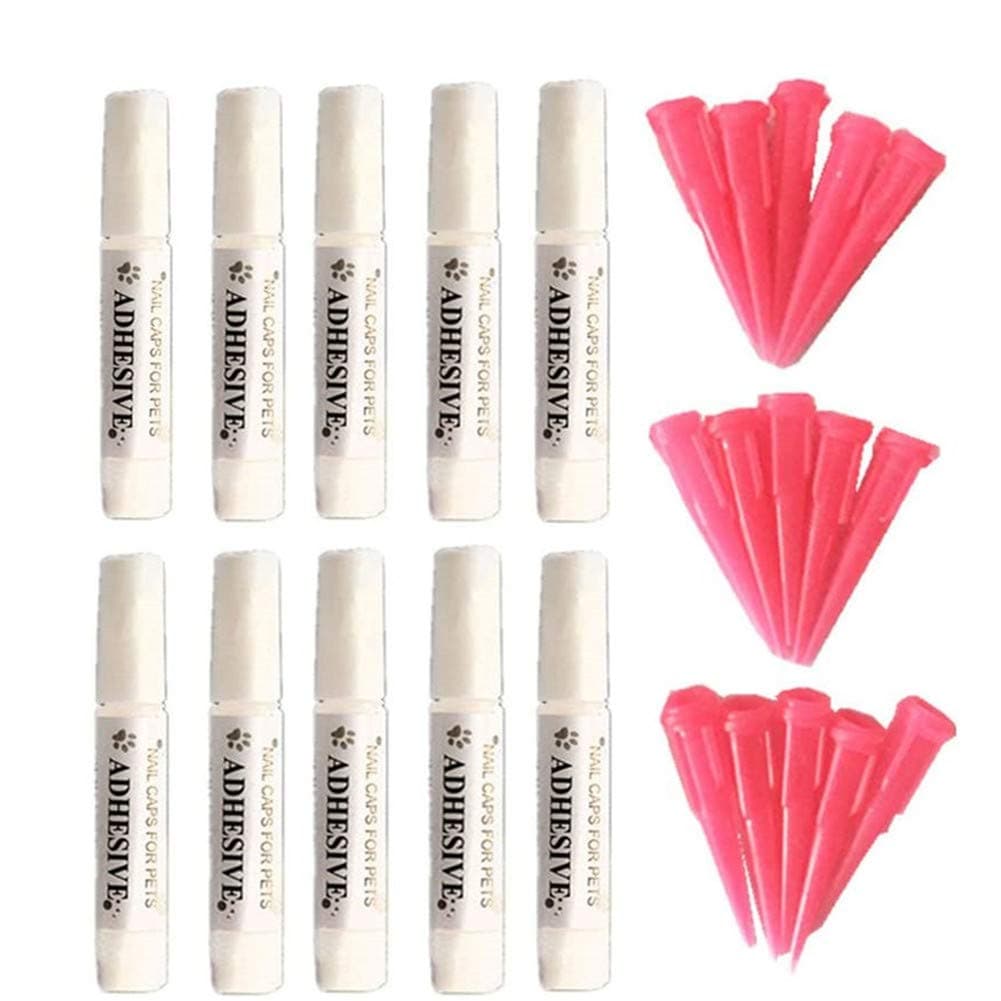 Pet 10 Adhesive Glues & 15 Applicator Tips for Cat or Dog Nail Caps by Brostown