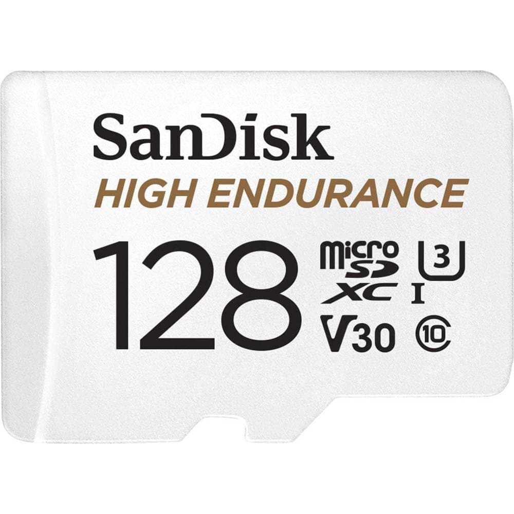 SanDisk 128GB High Endurance Video MicroSDXC Card with Adapter for Dash Cam and Home Monitoring Surveillance Systems - C10, U3, V30, 4K UHD, Micro SD Card - SDSQQNR-128G-GN6IA