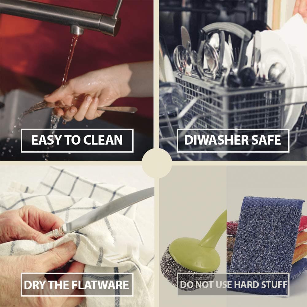 SDOM Blue Silverware Set,24-Piece Stainless Steel Flatware Service for 6, Mirror Finish Cutlery Set with Gift Box