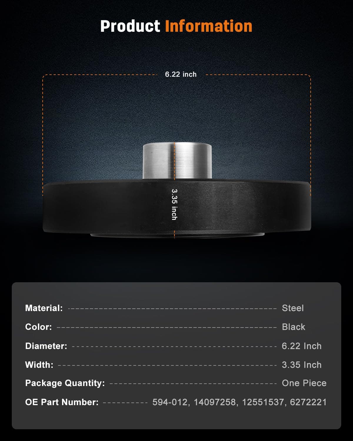 OCPTY 594-012 Engine Harmonic Balancer Crankshaft Pulley Replacement For Chevrolet Bel Air,Blazer,C10,C10 Pickup,C1500,C20,C20 Pickup,C2500,C30 Pickup,Camaro,Caprice,Chevelle,Corvette,El Camino,G10