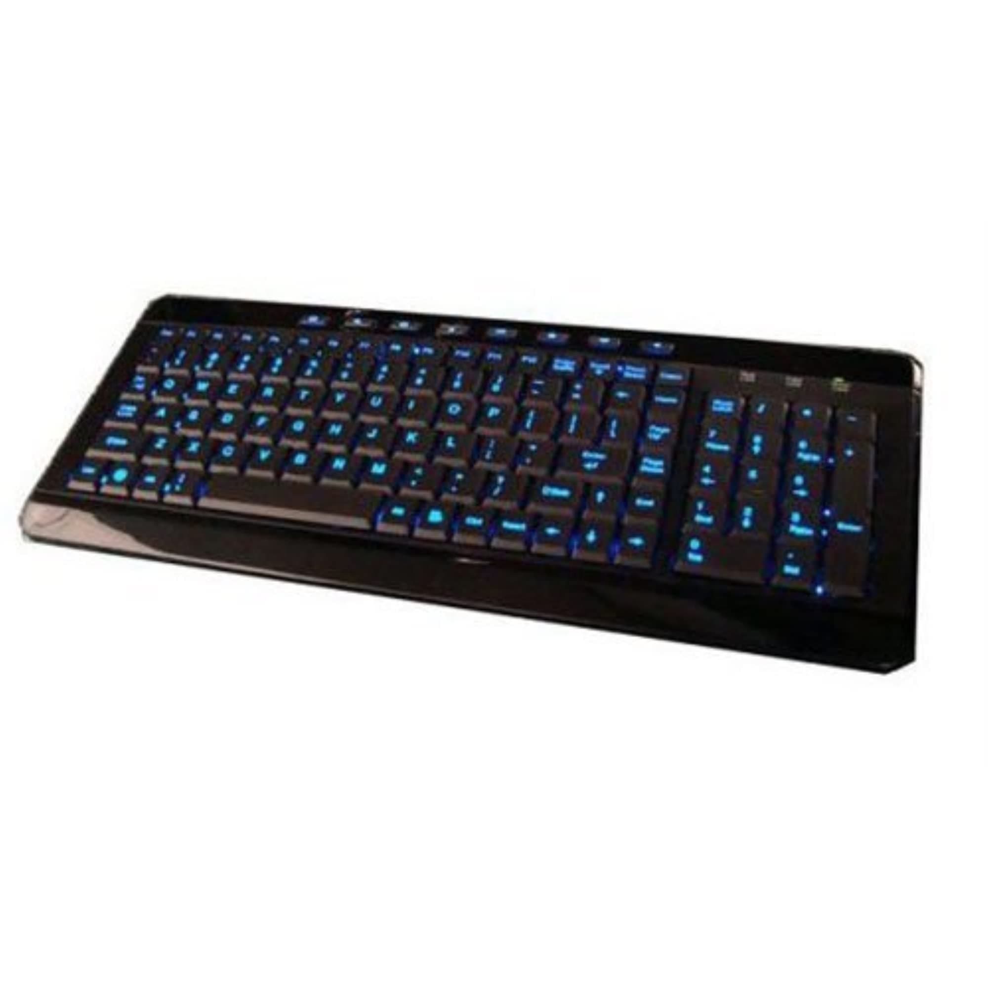 iMBAPrice USB Backlit Blue LED Multimedia Keyboard, Piano Black (iMBA-SBL-BKB)