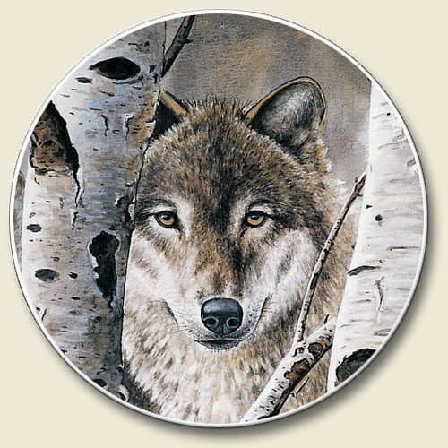 Grey Wolf Wolves Absorbent Stone Auto Coaster Car Nu