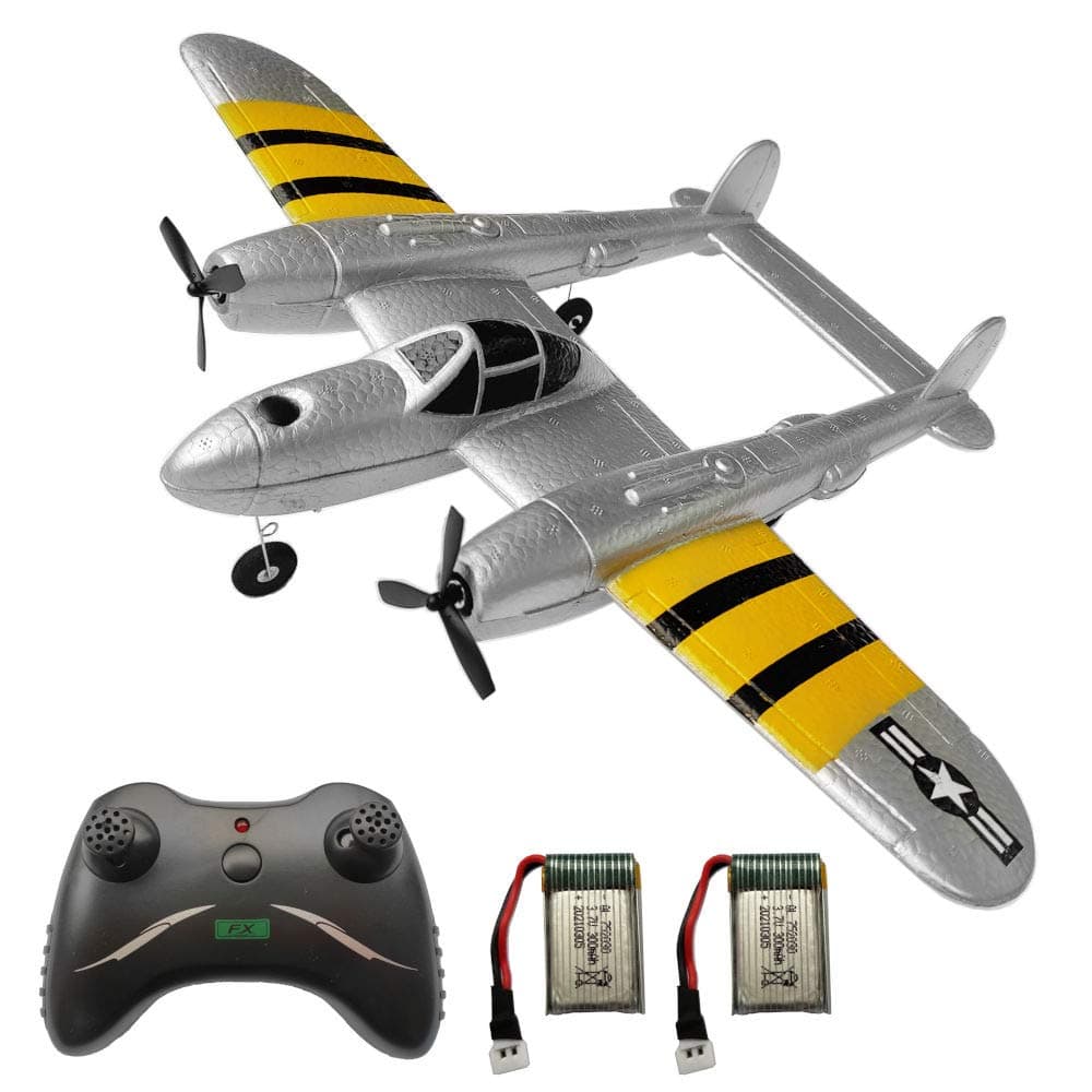 RC Plane 2 Channel Remote Control Airplane Ready to Fly RC Planes for Beginner, Advanced RC Foam Airplane for Kids Boys Beginner Adults, Easy & Fun to Fly P38 Lightning Fighter with 2 Batteries