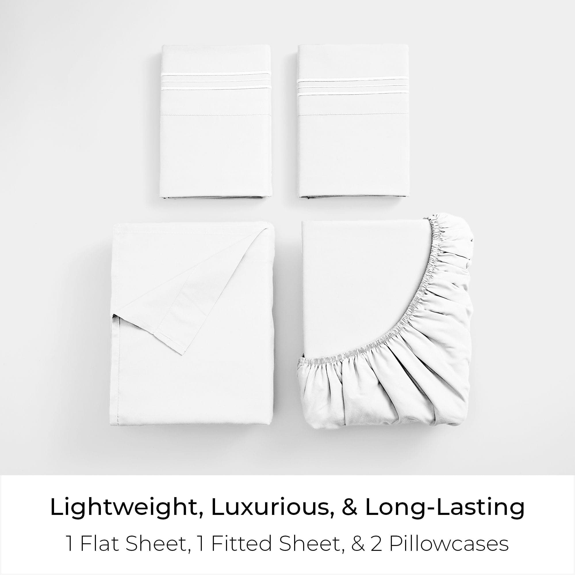 Mellanni California King Sheets Set - 4 PC Iconic Collection Bedding - Hotel Luxury, Extra Soft, Cooling Bed Sheets - Wrinkle, Fade, Stain Resistant (Cal King, White)