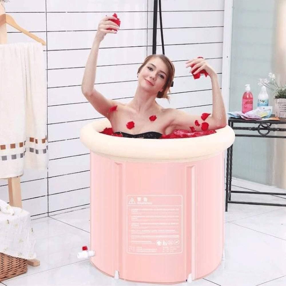 Pink and Blue Bath Barrel with Inflatable Ring Portable Student Bathtub Simple Bathtubs For Adults Bathtubs Foldable Home Spa Bathtubs Cold Day Warm Water Bath Hot Ice Bathtubs For Indoor 65cm 70cm