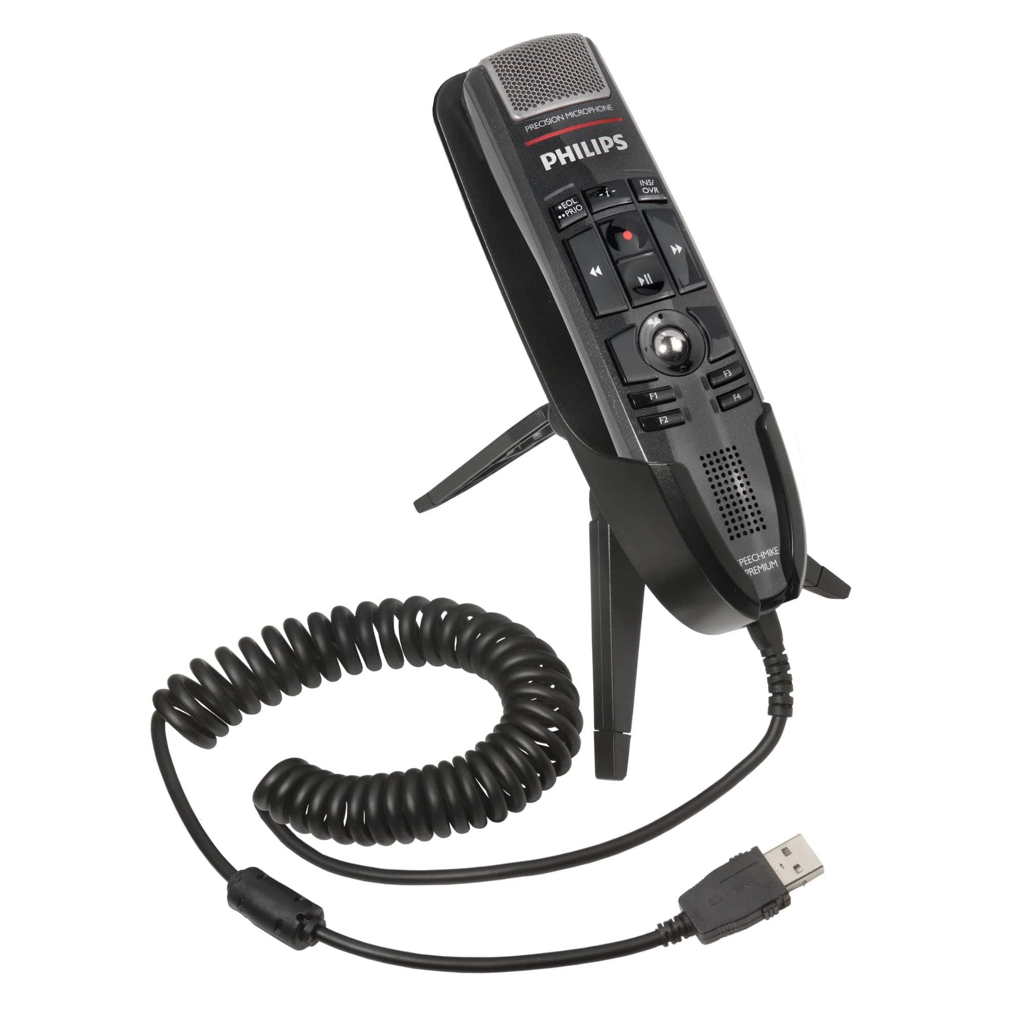 ECSLFH3500 SpeechMike Premium Microphone with 6 ¾” Microphone Stand and Curly Cord for Dictation