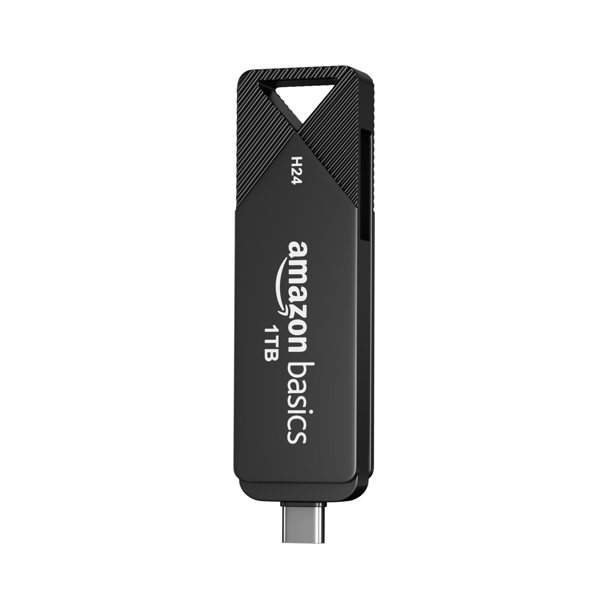 Amazon Basics 1TB Dual Flash Drive | Ultra-Fast 400+ MBps Read/Write Speed | Type C and USB 3.0 Compatibility (Metal)