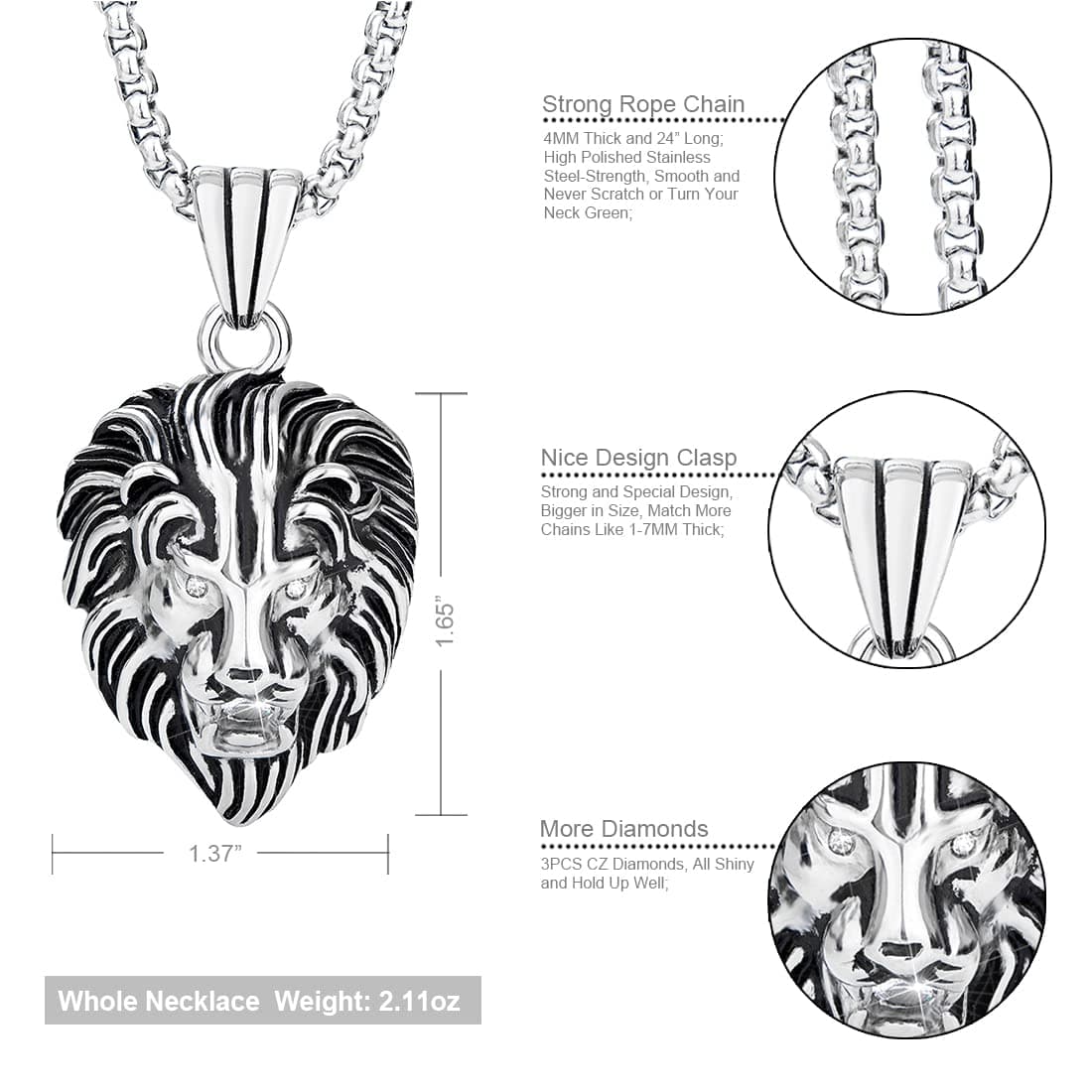 Bigger Silver Lion Necklace
